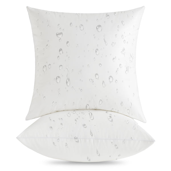 Oubonun Outdoor Pillow Inserts (Pack of 2) - Square Waterproof Throw Pillow - Decorative Throw Pillows Insert for Couch Sofa Bed Patio Furniture - White Pillow