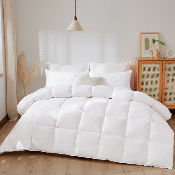 Leeden White Down Alternative Comforter Queen All Season Quilted Bed Comforter Lightweight Duvet Insert with Corner Tabs for Winter Soft and Machine Washable (Queen White)