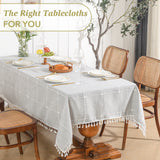Leeden Cotton Linen Square Tablecloth - Wrinkle Resistant & Waterproof - Machine Washable Table Cloth with Tassels for Kitchen & Dining, 55''x55'', 4 Seats, Grey