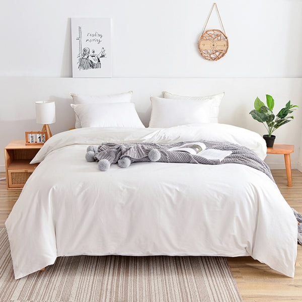 Leeden Luxury Quilt Covers - Ultra-Soft Microfiber Bedding Set, Breathable & Wrinkle-Free, White Queen Sizes