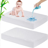 Leeden Waterproof Crib Mattress Protector, Bamboo Baby Mattress Cover, Soft and Breathable Quilted Toddler Mattress Pad 52"×28", White, 2 Pack