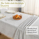 Leeden Cotton Linen Square Tablecloth - Wrinkle Resistant & Waterproof - Machine Washable Table Cloth with Tassels for Kitchen & Dining, 55''x55'', 4 Seats, Grey