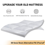 Atarashi 3 Inch Thick Mattress Topper Queen,400TC Pillow Top Mattress Topper,Soft Cotton Mattress Pad Cover,Breathable & Plush Down Alternative Fill,Fit to 8”-21” Mattress，White