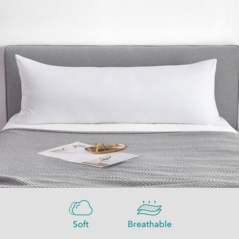 Oubonun 100% Cotton Body Pillowcase - 800 Thread Count/21x54, Moisture Absorbent and Breathable, Premium Hotel Body Pillow Cover for All Seasons, White