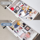 Leeden Clear Drawer Organizer, Drawer Divider Tray for Desk Shallow Cosmetic Organizer, Clear Plastic Storage Trays for Dressing Table,Bathroom (12.99“Lx8.98"W 2.32” Height, 2 Packs)