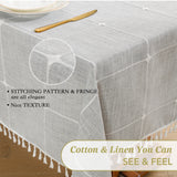 Leeden Cotton Linen Square Tablecloth - Wrinkle Resistant & Waterproof - Machine Washable Table Cloth with Tassels for Kitchen & Dining, 55''x55'', 4 Seats, Grey