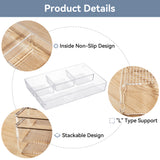 Leeden Clear Drawer Organizer, Drawer Divider Tray for Desk Shallow Cosmetic Organizer, Clear Plastic Storage Trays for Dressing Table,Bathroom (12.99“Lx8.98"W 2.32” Height, 2 Packs)