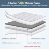 Leeden Mattress Pad Queen Size, Cooling and Breathable Stretches up 8-21" Deep Pocket, Bamboo Charcoal Infused, White