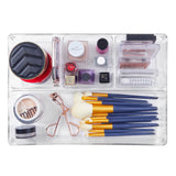 Leeden Clear Drawer Organizer, Drawer Divider Tray for Desk Shallow Cosmetic Organizer, Clear Plastic Storage Trays for Dressing Table,Bathroom (12.99“Lx8.98"W 2.32” Height, 2 Packs)
