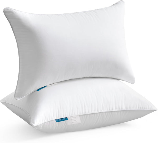 Oubonun  Lumbar Pillow (Set of 2) - 100% Cotton Cover - Rectangle Square Sofa Pillow Inserts - Decorative Pillow Pair - White Couch Pillow