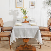 Leeden Cotton Linen Square Tablecloth - Wrinkle Resistant & Waterproof - Machine Washable Table Cloth with Tassels for Kitchen & Dining, 55''x55'', 4 Seats, Grey