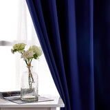 Leeden Blackout Window Curtains - Thermal Insulated, Energy Efficient Window Curtains, Room Darkening, 52" x 84", 2-Panel Set, Navy Blue
