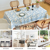 Oubonun Floral Cloth Tablecloths for Rectangle Tables, Blue