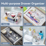 Leeden Clear Drawer Organizer, Drawer Divider Tray for Desk Shallow Cosmetic Organizer, Clear Plastic Storage Trays for Dressing Table,Bathroom (12.99“Lx8.98"W 2.32” Height, 2 Packs)