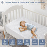Leeden Waterproof Crib Mattress Protector, Bamboo Baby Mattress Cover, Soft and Breathable Quilted Toddler Mattress Pad 52"×28", White, 2 Pack