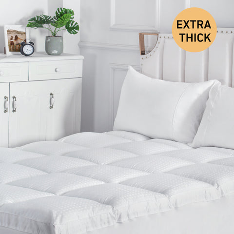 Atarashi 3 Inch Thick Mattress Topper Queen,400TC Pillow Top Mattress Topper,Soft Cotton Mattress Pad Cover,Breathable & Plush Down Alternative Fill,Fit to 8”-21” Mattress，White