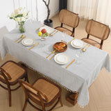 Leeden Cotton Linen Square Tablecloth - Wrinkle Resistant & Waterproof - Machine Washable Table Cloth with Tassels for Kitchen & Dining, 55''x55'', 4 Seats, Grey